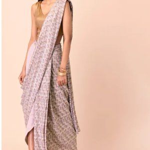 Blush Foil Striped Pre-Stitched Saree